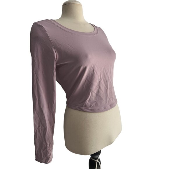 Halara Backless Cut Out Tie Back Long Sleeve Workout Shirt Round Neck Sz Large W - Picture 12 of 12